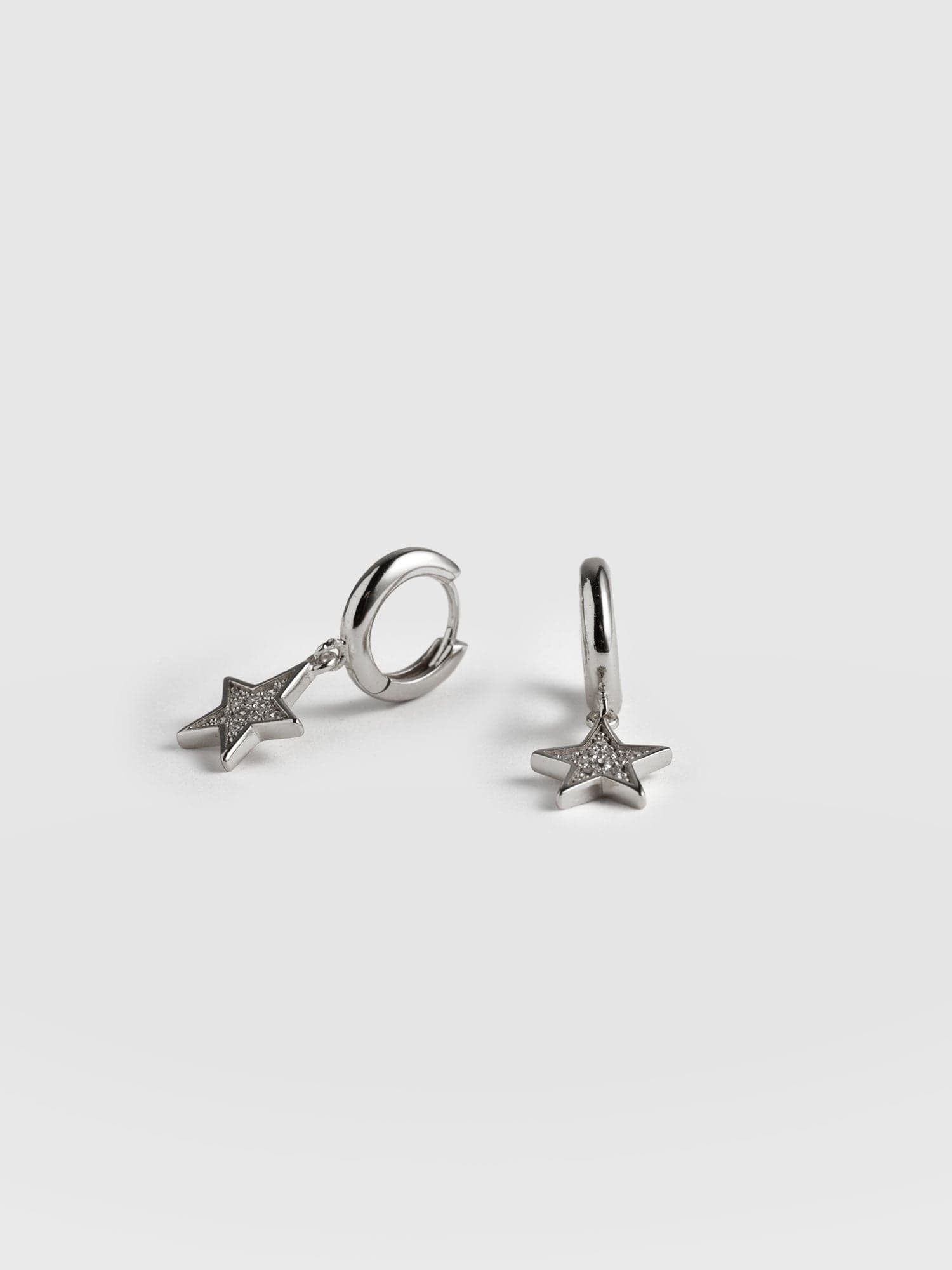 Astral Star Charm Drop Huggie Earrings Silver - Women's Jewellery | Saint + Sofia® EU
